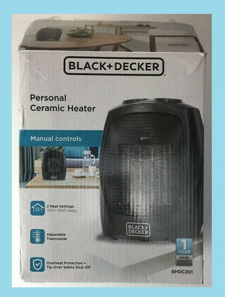 Personal Ceramic Indoor Heater, BHDC201 (Black) BLACK+DECKER Brand