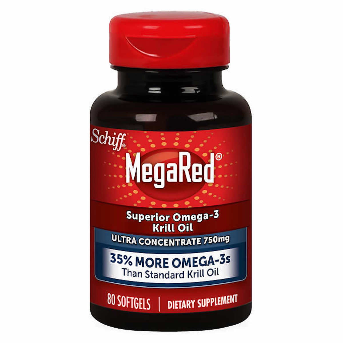 Schiff MegaRed, Omega-3 Krill Oil, Ultra Concentrate 750 mg (80 Softgels)