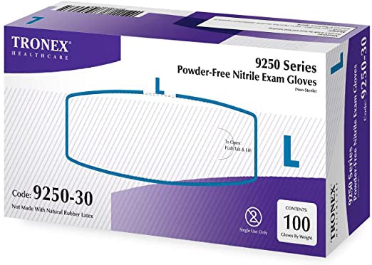 TRONEX 9250 SERIES POWDER-FREE NITRILE EXAM GLOVES L 100 CT