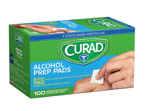 Curad Alcohol Prep Pads, 1 Boxes, 100-count