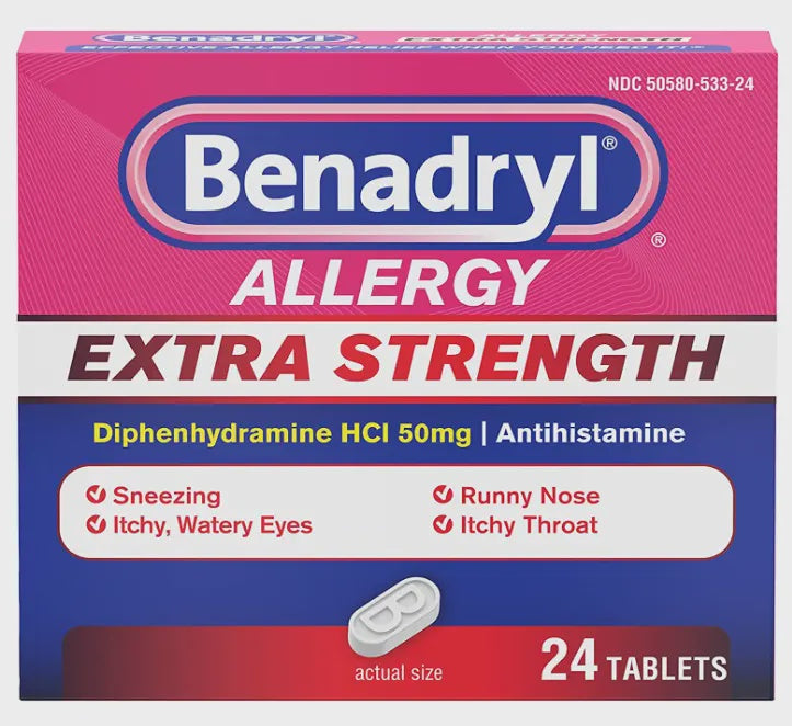 Benadryl Allergy Relief Extra Strength Antihistamine 24 Tablets