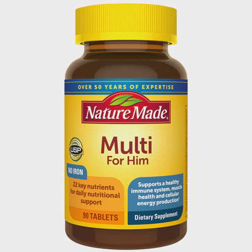 Nature Made Multivitamin For Him with No Iron, Men's Daily Support, 90 Tablets