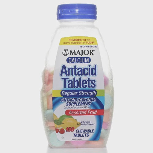 Major Calcium Antacid Tabs Assorted Fruit 150 Chewable Tabs