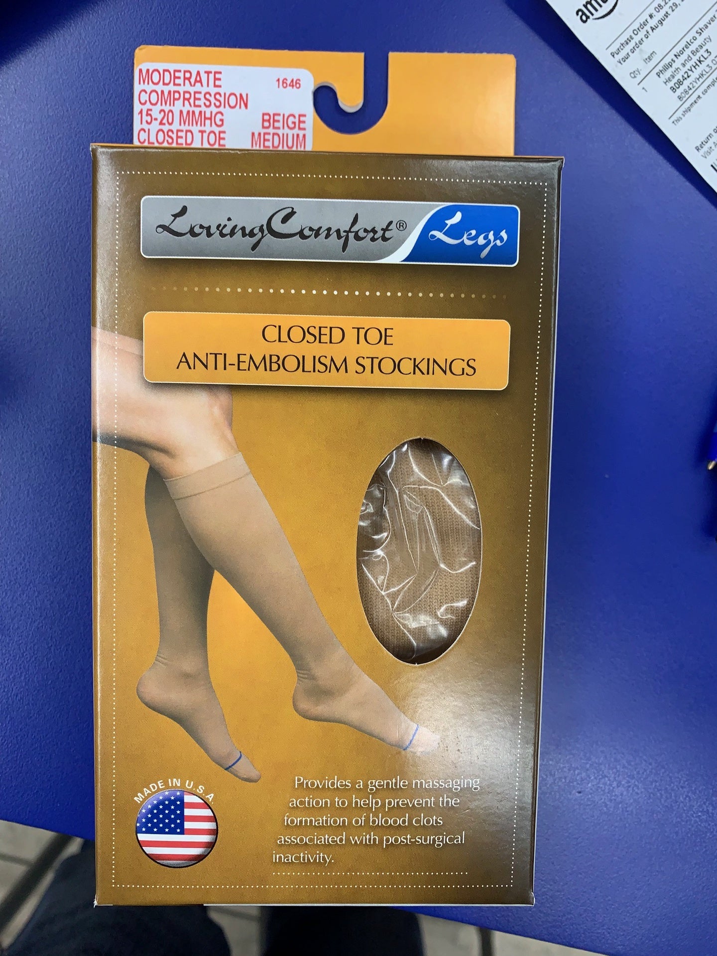 LOVING COMFORT ANTI-EMBOLISM KNEE HIGHS 15-20 CLOSED TOE BEIGE MEDIUM 1 PR