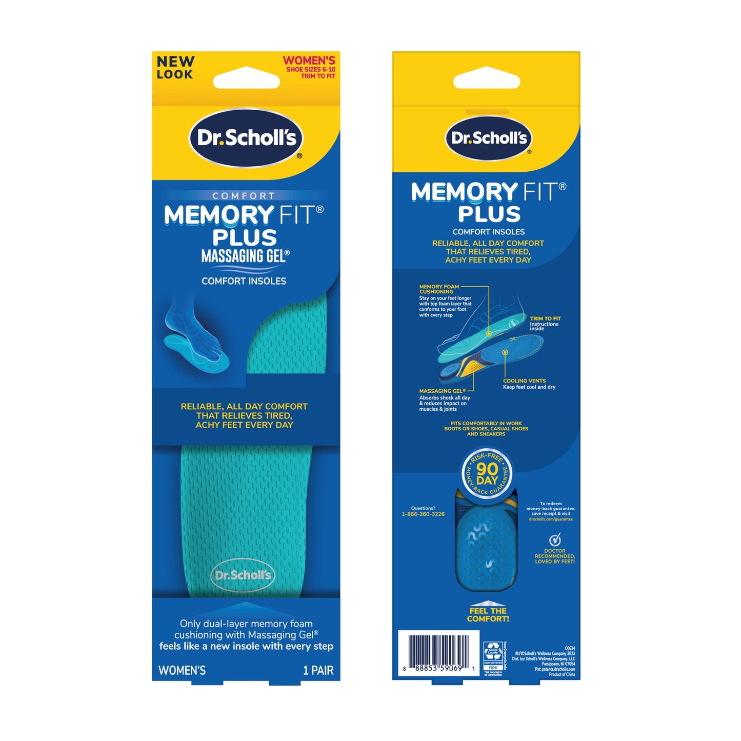 2 Packs Dr Scholl's Comfort Memory Fit Massaging Gel Advanced Men's 8-14