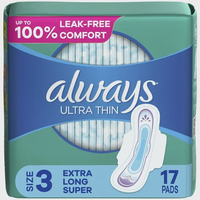 Always Ultra Thin Pads, Flexi-Wings, Extra Long Super, Size 3 - 17 pads