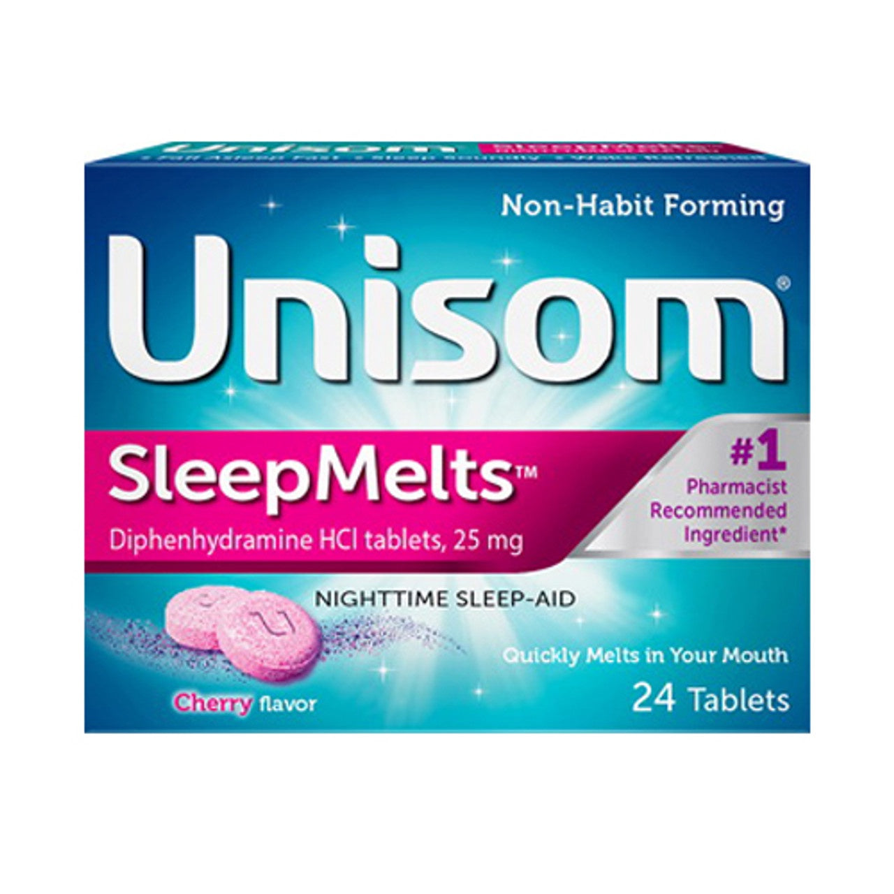 Unisom Quick Melts Nighttime Sleep-Aid Tablets, Cherry, 24 Ea