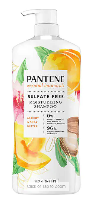 Pantene Essential Botanicals Moisturizing Shampoo, Apricot & Shea Butter, 38.2 fl oz