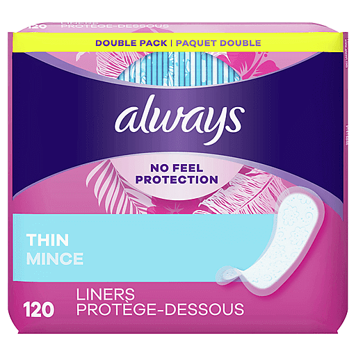 Always Thin Daily Liners, Unscented, Regular - 120 count