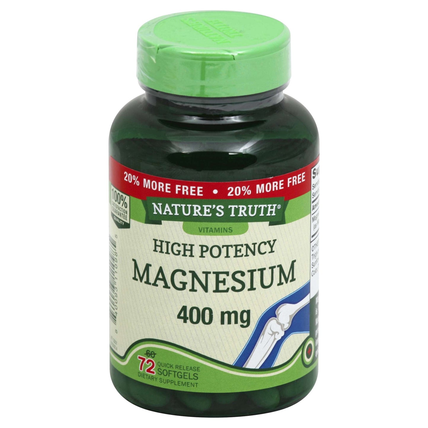 NATURE'S TRUTH EXTRA STRENGTH MAGNESIUM 400MG 72 SOFTGELS