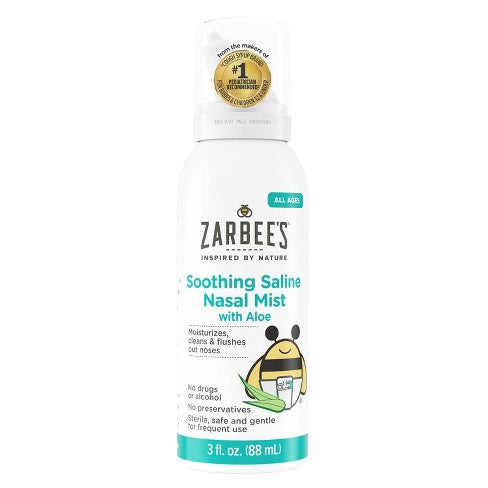 Zarbee's Soothing Saline Nasal Mist With Aloe - 3 Oz