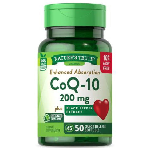 NATURE'S TRUTH COQ-10 + BLACK PEPPER EXTRACT 200MG SOFTGELS 45 + 5 BONUS