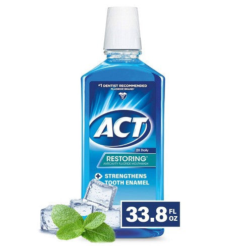 Act Cool Mint Restoring Fluoride Rinse - 33.8 Fl Oz