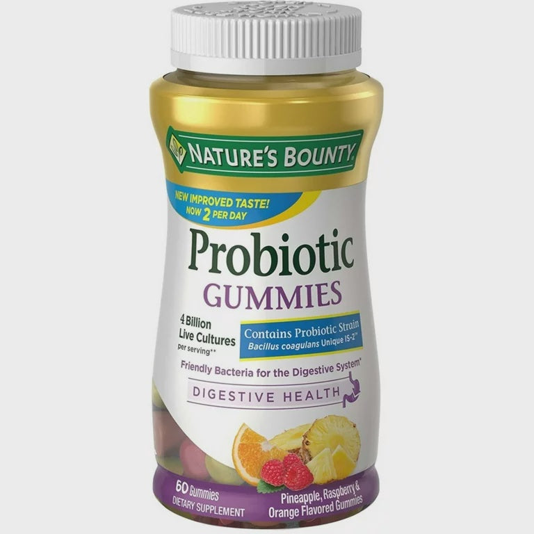 Nature's Bounty Probiotic New Formula Gummies, Pineapple Raspberry and Orange, 60 ct