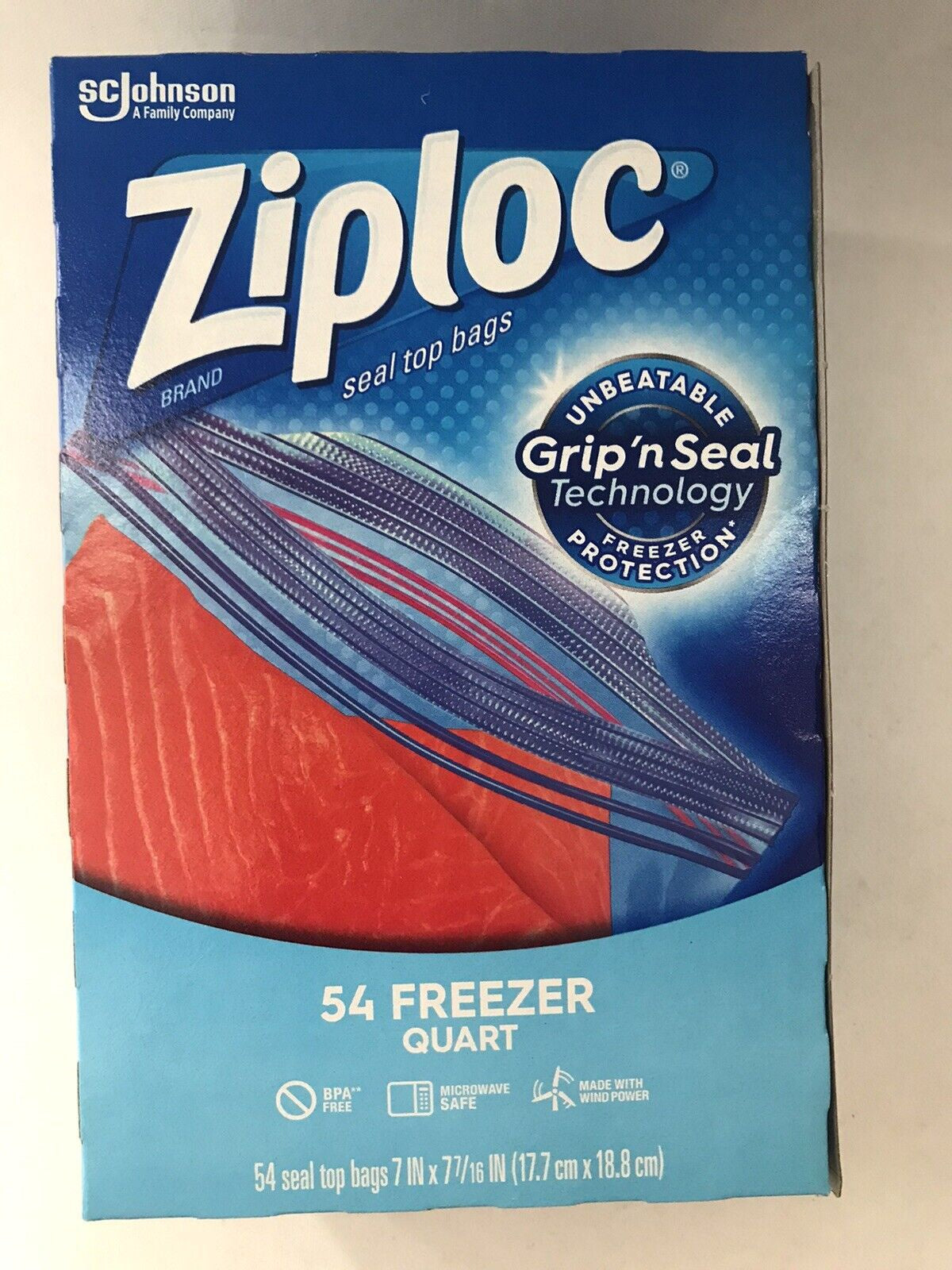 Ziploc 54 Freezer Quart (17.7 cm X 18.8cm)