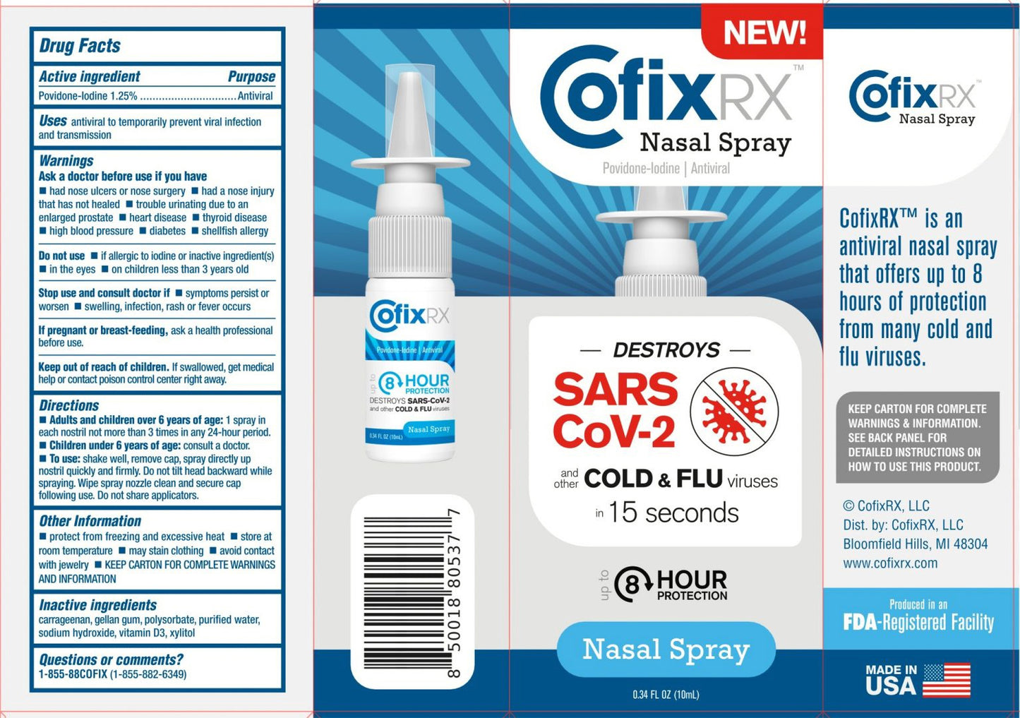 COFIXRX Nasal Spray Destroys SARS CoV-2 Cold & Flu 8Hour Protection