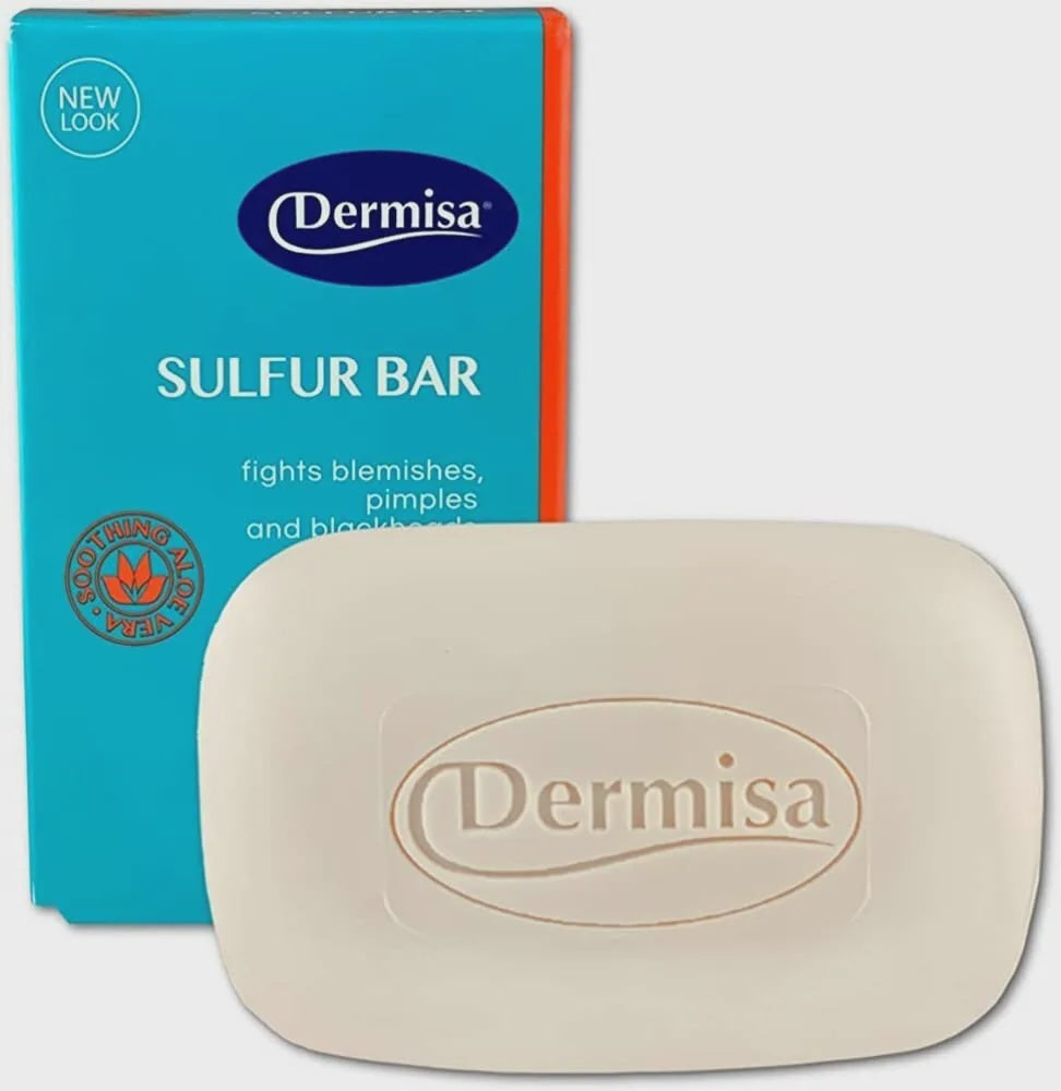 Dermisa Sulfur Bar Soap Natural Acne & Pimple Skin Treatment With Aloe 3Oz