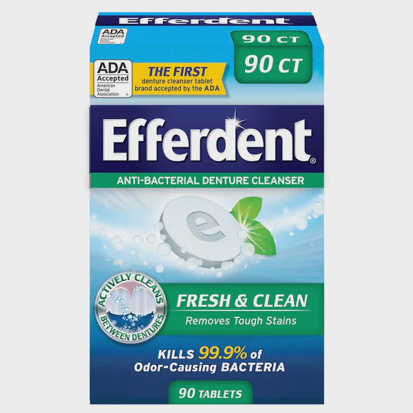 Efferdent Plus Mint Anti-Bacterial Denture Cleanser- 90 count