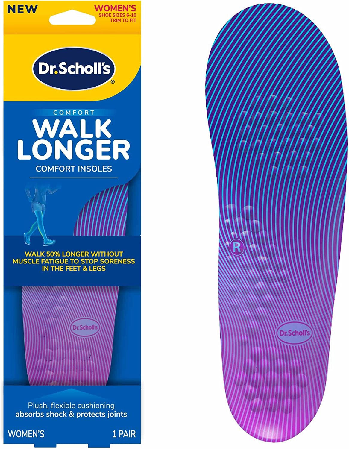 DR. SCHOLL'S ATHLETIC SERIES FITNESS WALKING INSOLES 1 PR