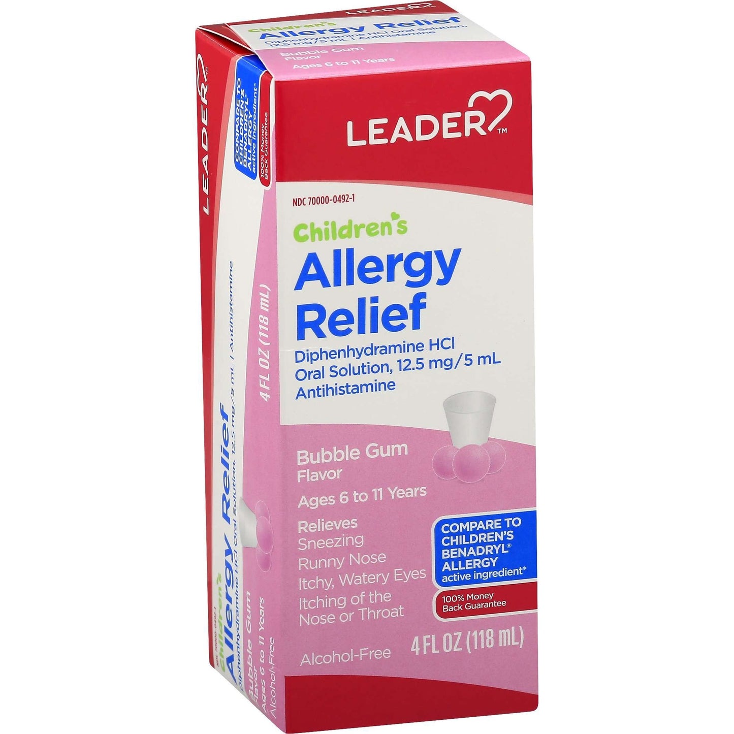 LEADER Children's Allergy Relief Bubble Gum Flavor 4floz (118 mL)
