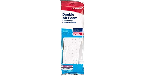 LEADER(TM) INSOLES AIR FOAM CUSHIONING COMFORT 1 PAIR