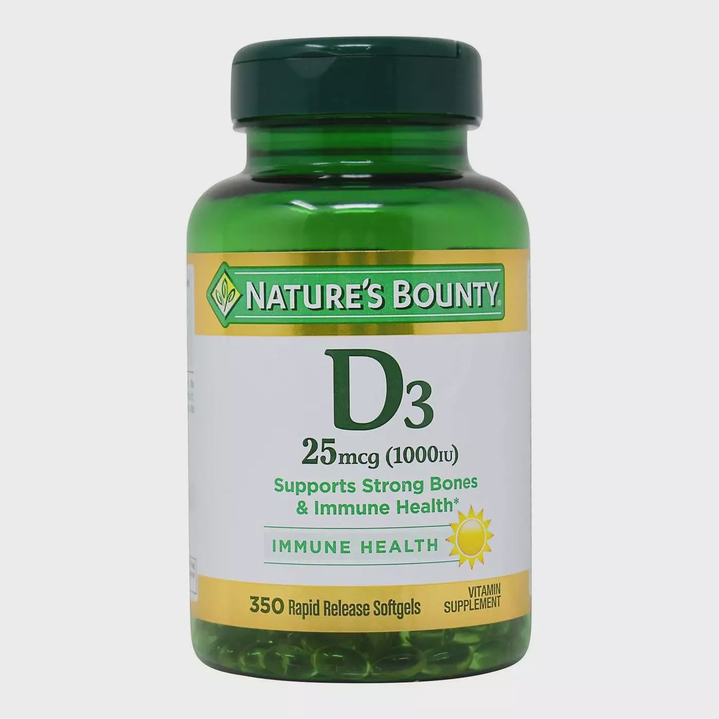 Nature's Bounty Vitamin D3 1000 IU Softgels, Immune Support, Promotes Healthy Bones, 350 Ct