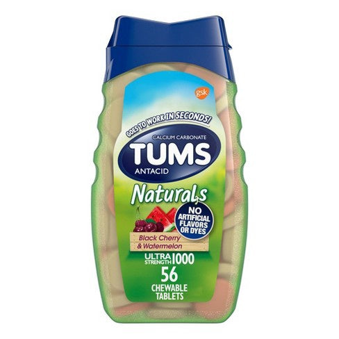 Tums Antacid Naturals Chewable Tablets Black Cherry and Watermelon - 56 ct