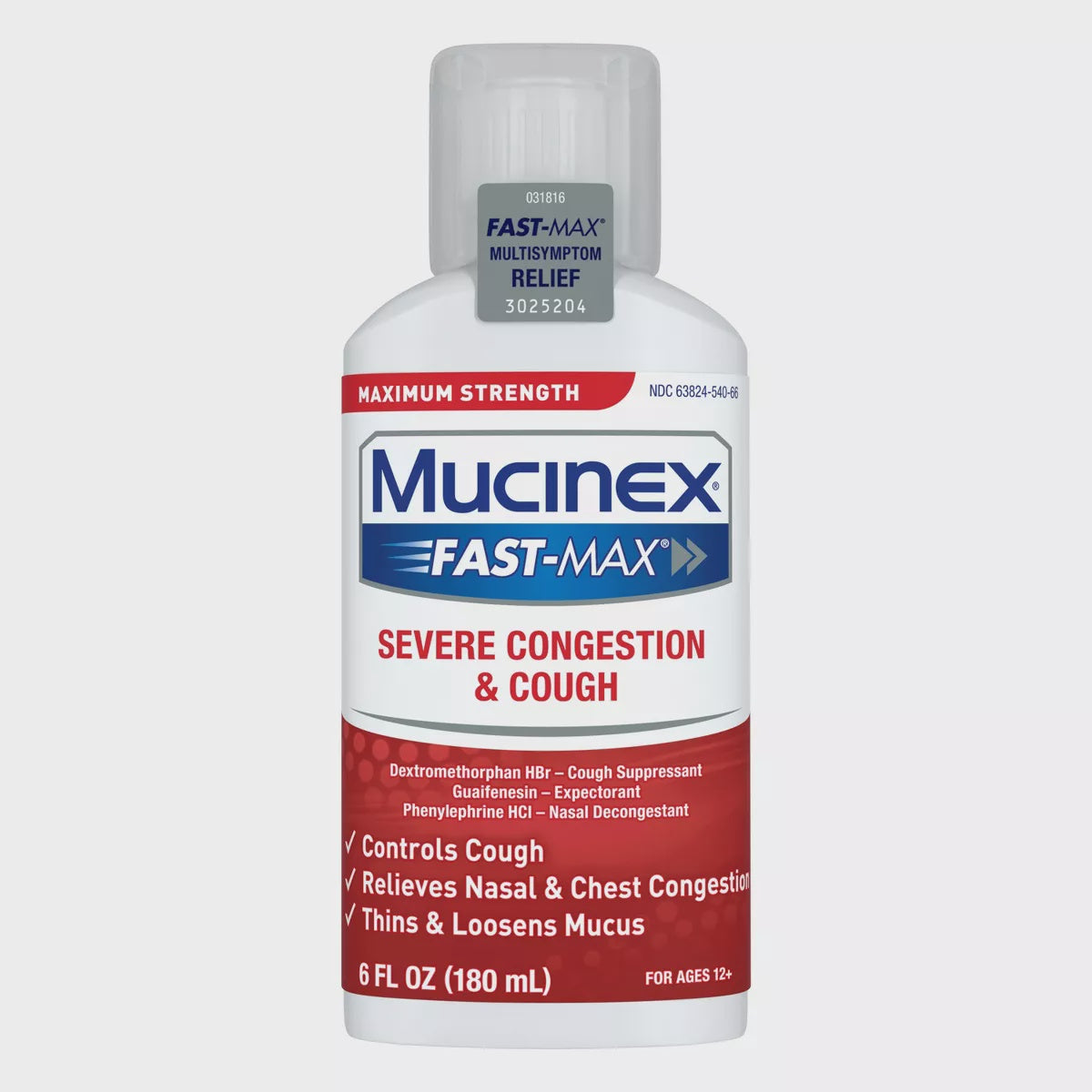 MUCINEX FAST MAX SEVERE CONGESTION & COUGH 6OZ