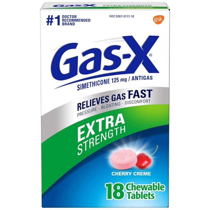 Gas-X Extra Strength Gas Relief Chewable Tablets, Cherry Creme, 18 Count