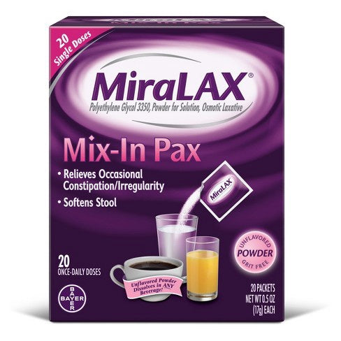 MiraLAX Osmotic Laxative Powder Mix-in Pax - 20 ct,