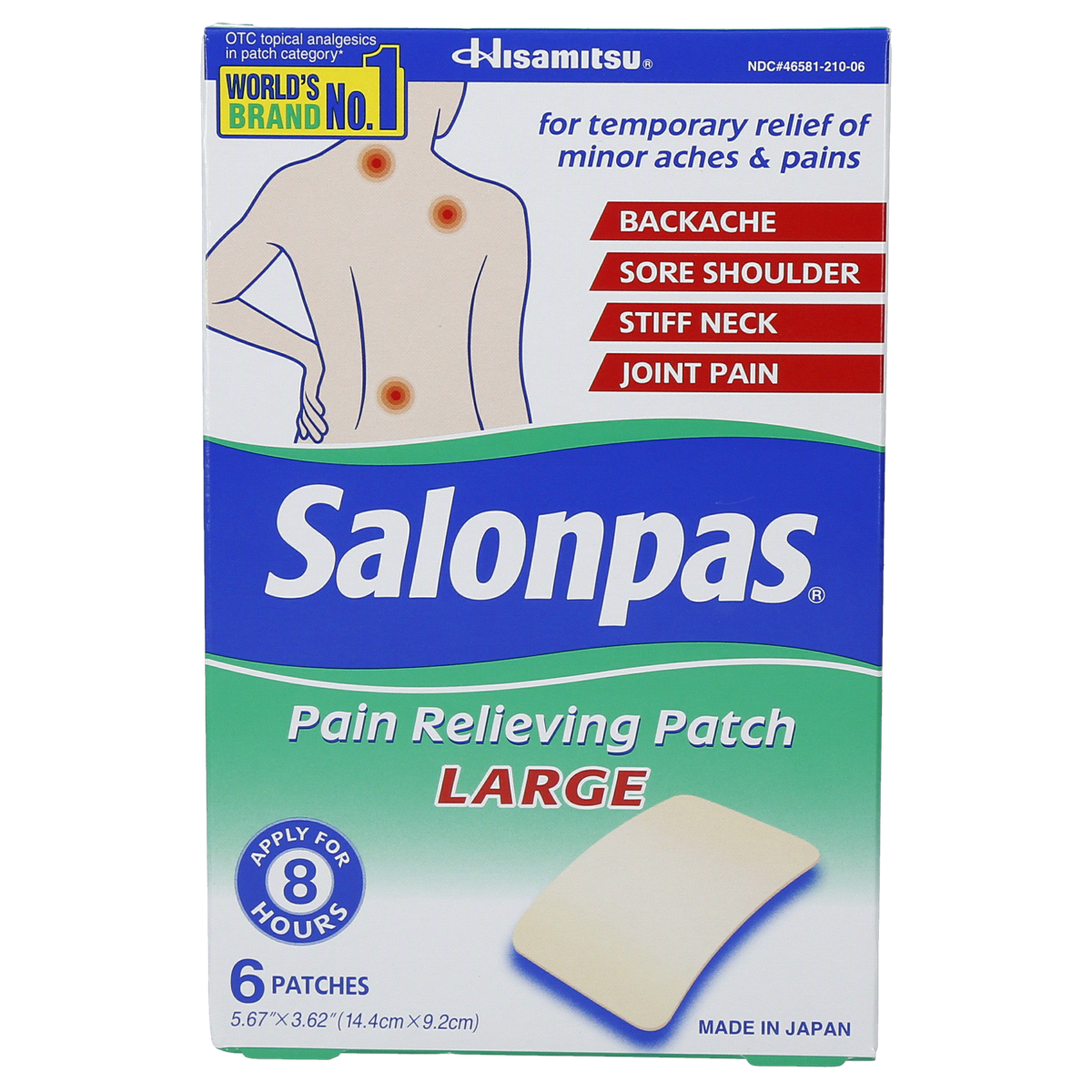 SALONPAS PAIN RELIEF PATCH LARGE 6 CT