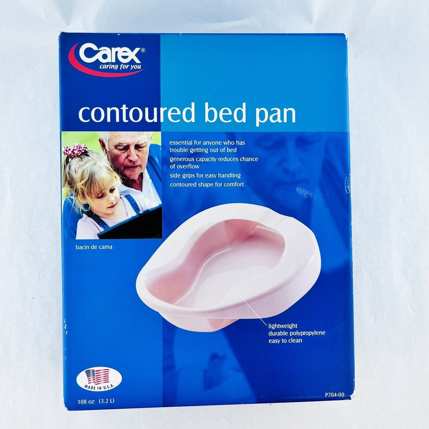 Carex Health Bed Pan 108 oz, Contoured, 1 Count P704-00