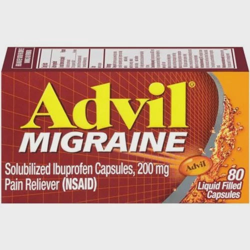 Advil Migraine Pain Reliever 200 mg Liquid Filled Capsules, 80 EA,