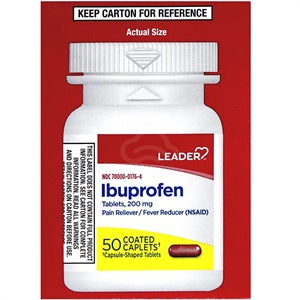 LEADER(TM) IBUPROFEN 200MG COATED CAPLETS 50 CT (COMPARE TO MOTRIN)