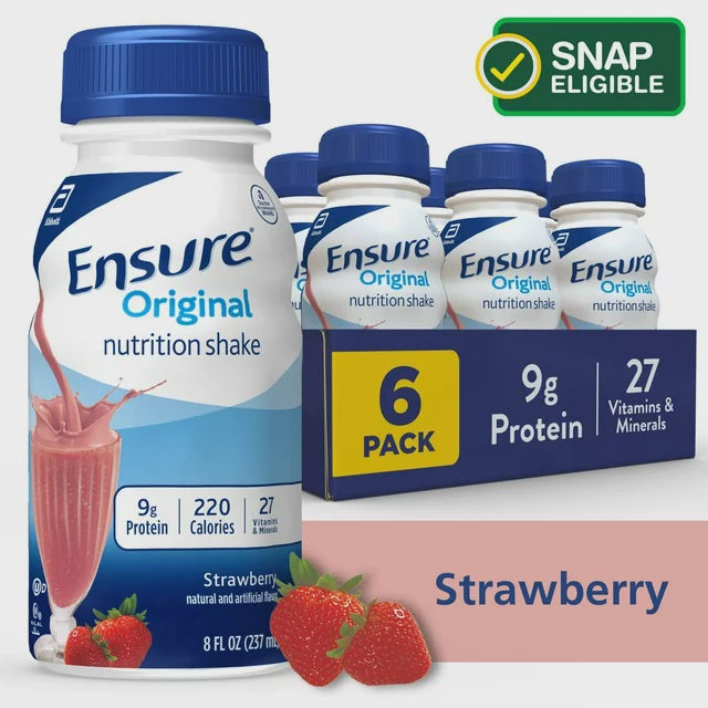 Ensure Original Nutrition Shake, Strawberry - 6 pack, 8 fl oz bottles