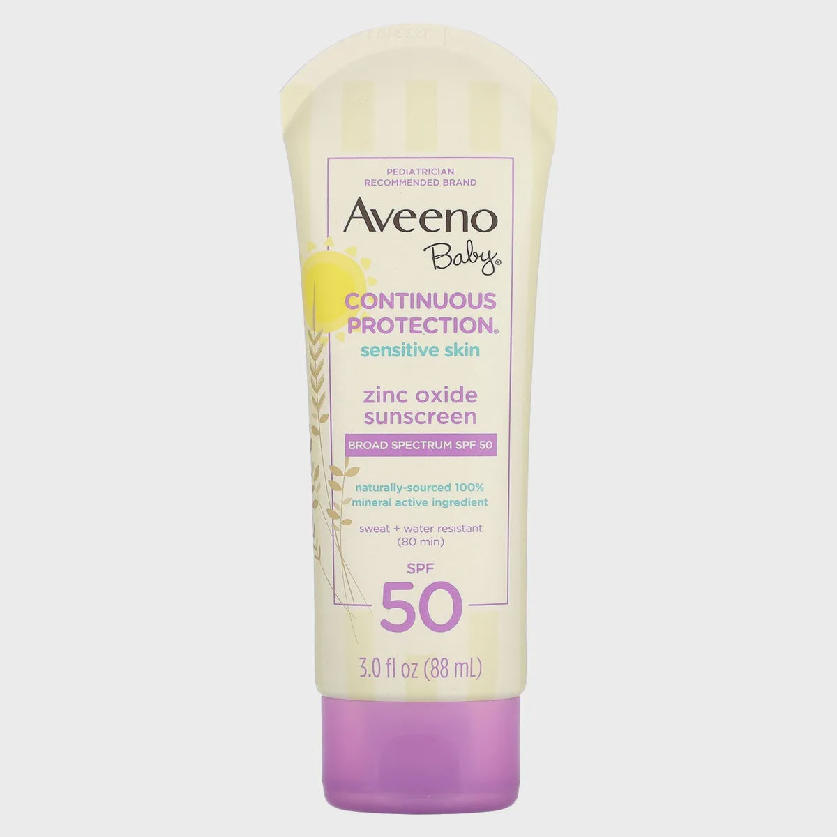 Aveeno Baby Continuous Protection Sensitive Skin Lotion, Broad Spectrum SPF 50 - 3 fl oz tube