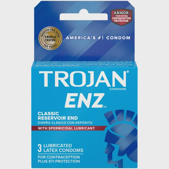 Trojan ENZ Latex Condoms, Spermicidal Lubricant - 3 count