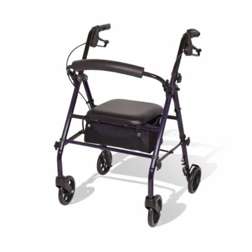 Carex Steel Rollator Walker with Seat and Wheels - Rolling Walker for Seniors