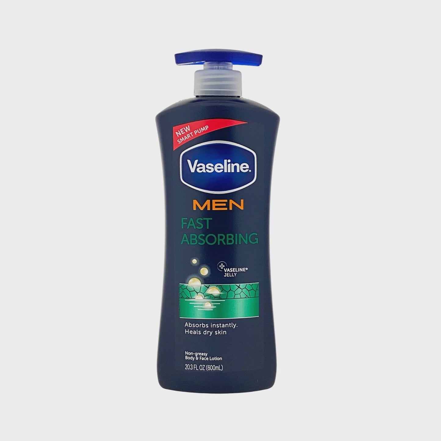 Vaseline Men Fast Absorbing Moisture 3-in-1 Body, Face & Hands Pump Lotion Scented - 20.3oz