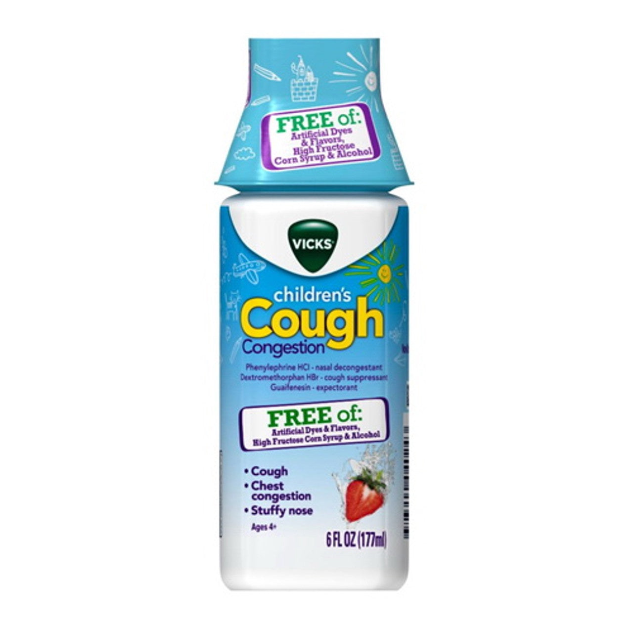 VICKS CHILDREN'S COUGH & CONGESTION DAYTIME FREE OF LIQUID STRAWBERRY 6 OZ