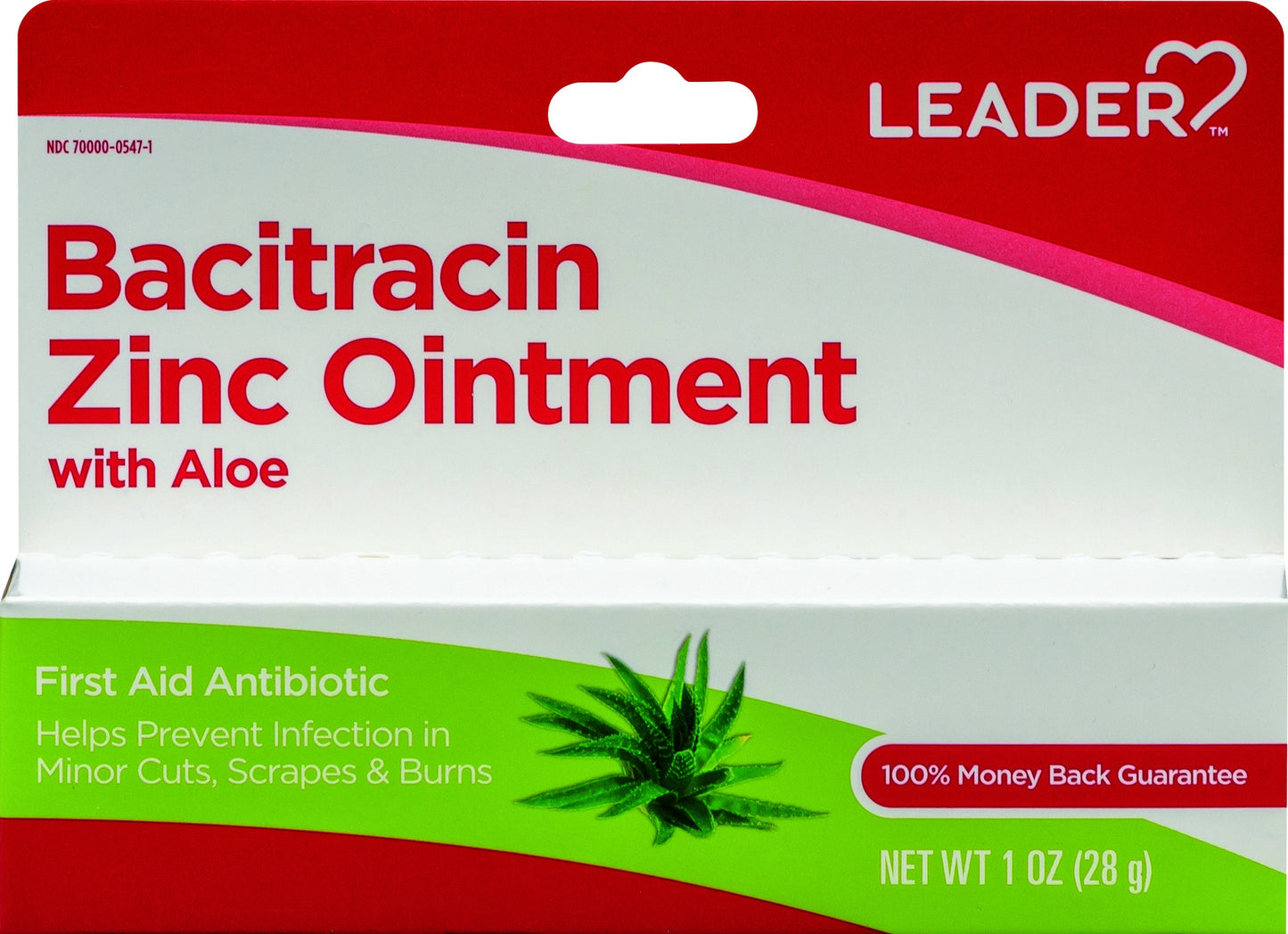 LEADER Bacitracin Zinc Ointment with Aloe 1 oz