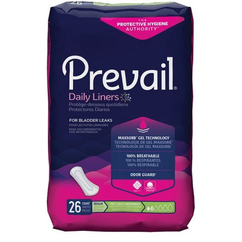 Prevail Incontinence Bladder Control Pads, Regular, Very Light Absorbency, 26ct Bag