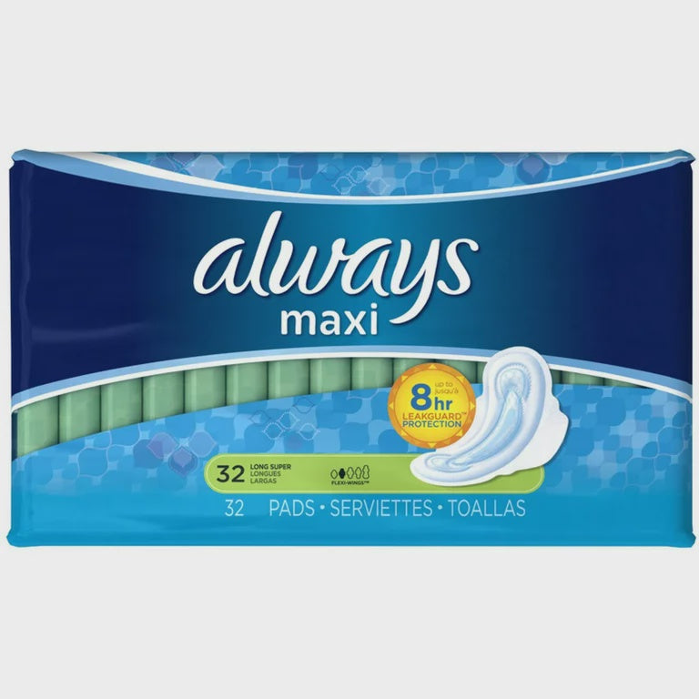 Always Maxi Pads Long Super Flexi-Wings 32 Each