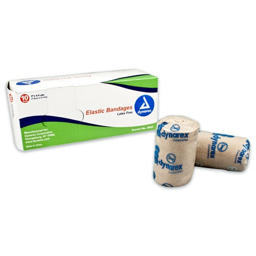 Dynarex Compression Bandage Elastic 3 Inch X 4.5 Yard, 10EA/BX