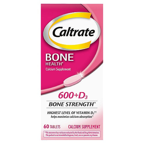 Caltrate Calcium 600 Plus Vitamin D3 Calcium Supplement Tablets 60ct