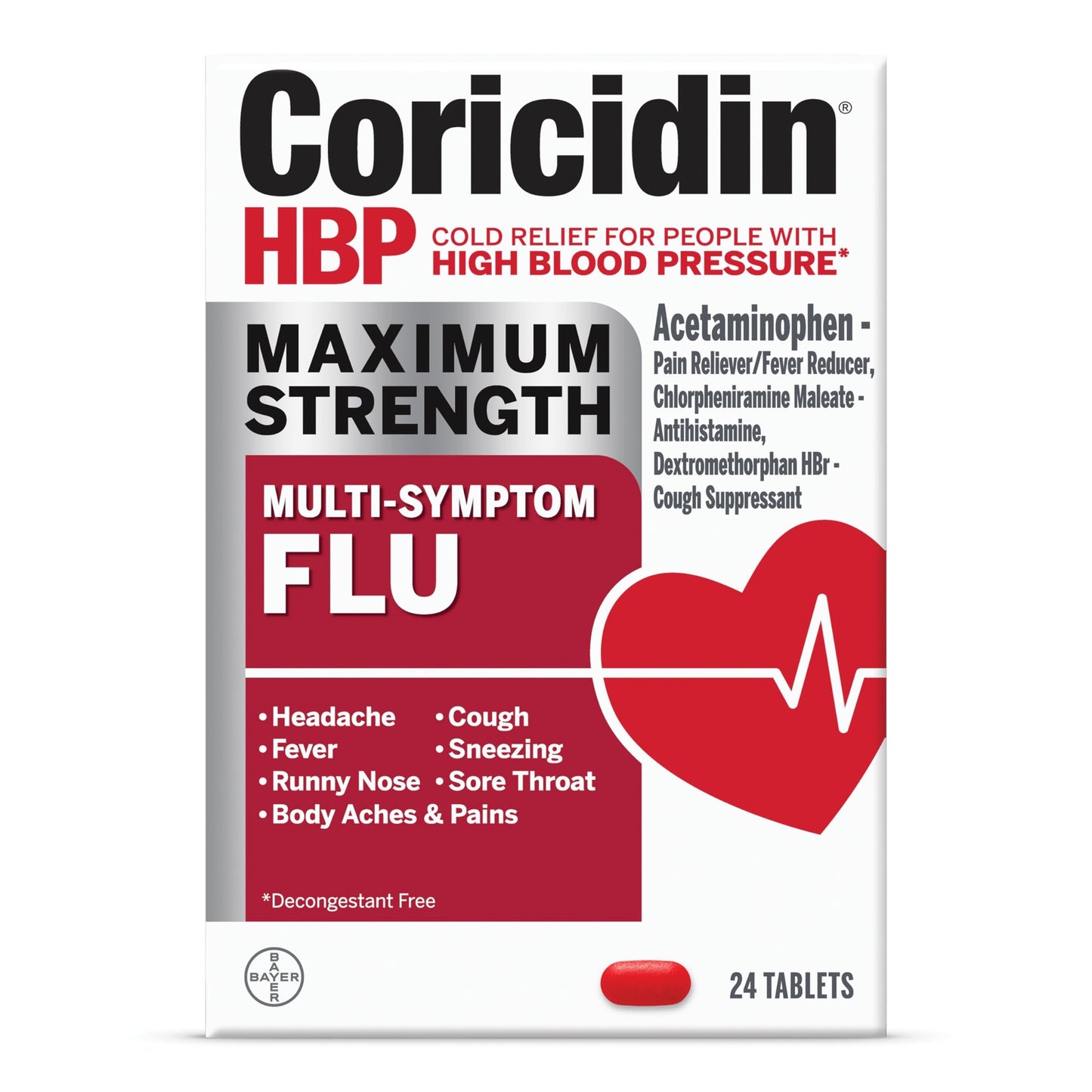 Coricidin HBP Maximum Strength Flu Tablets 24CT