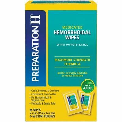 Preparation H Flushable Medicated Hemorrhoid Wipes - 96 ct