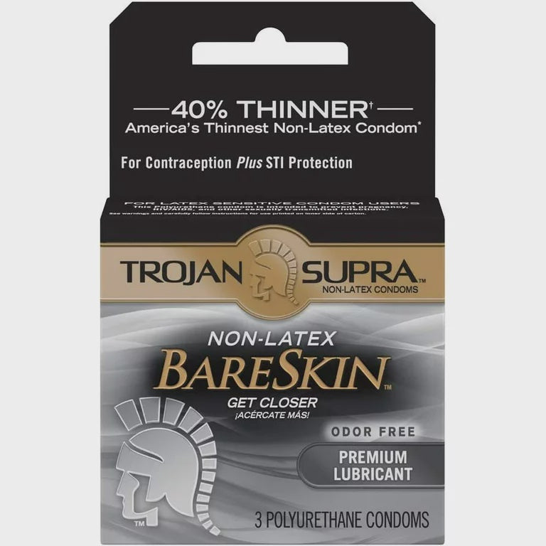 TROJAN SUPRA Condoms Lubricated Microsheer Polyurethane 3 Each