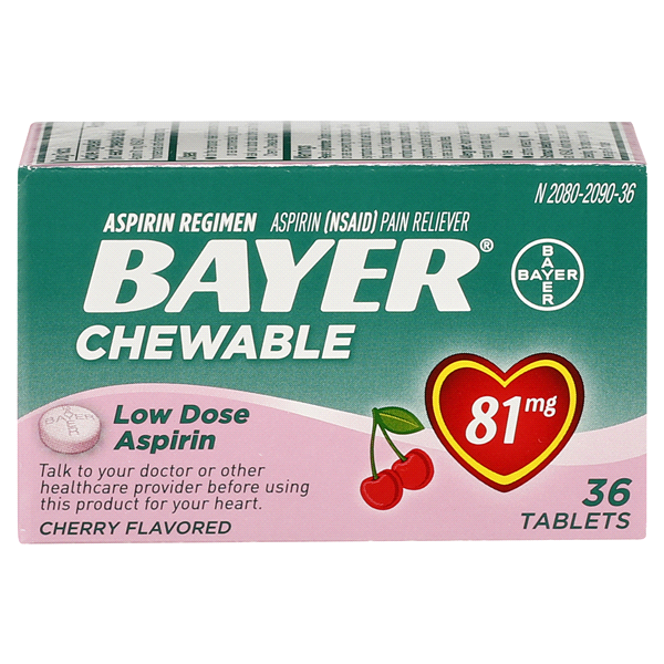 Bayer Chewable Aspirin Cherry, 36 ct