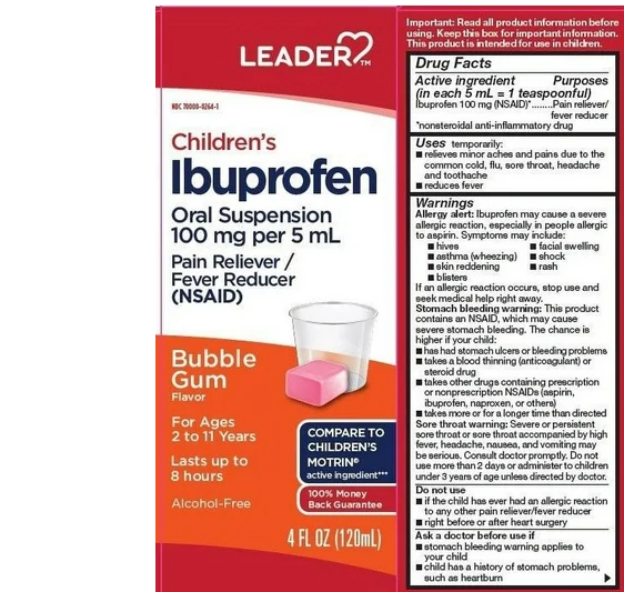 LEADER(TM) IBUPROFEN CHILDREN'S LIQUID BUBBLE GUM 4 OZ